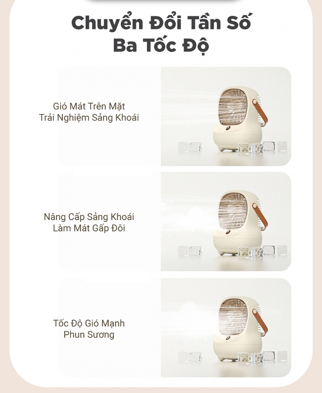 Quạt Phun Sương Để Bàn SMARTCHOICE 3 Chế Độ Gió Nút Cảm Ứng Pin 1200mAh Dung Tích 200ml Bảo Hành 6 Tháng