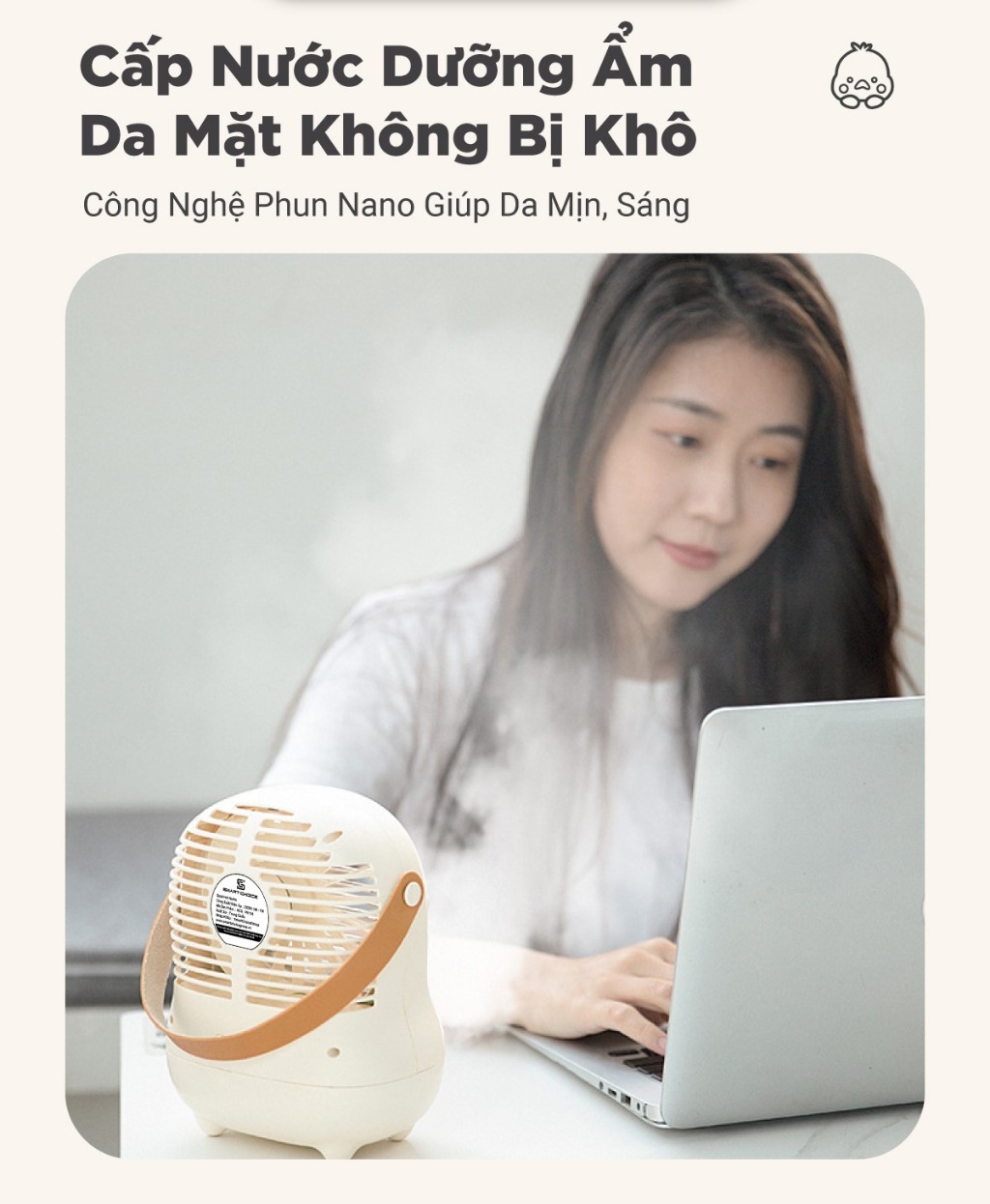 Quạt Phun Sương Để Bàn SMARTCHOICE 3 Chế Độ Gió Nút Cảm Ứng Pin 1200mAh Dung Tích 200ml Bảo Hành 6 Tháng